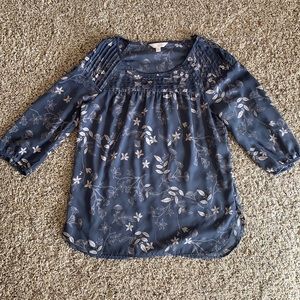 Lauren Conrad Slate Blue 3/4 Sleeve Top